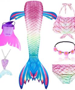 Girls Swimming Mermaid Tails for Swimming Costume Kids Children Little Mermaid Swimsuit Swimwear Can Add MonoFin Cosplay 21