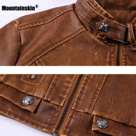 Mountainskin New Men PU Jacket Leather Coats Motorcycle Jackets Slim Fit Windbreaker Fashion Male Outerwear Brand Clothing SA672 6