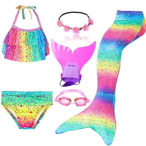 Beautiful Kids Children Mermaid Tail can Add with Monofin Girl Bathing suit Swimming Mermaid Swimsuit Cosplay Costume 1