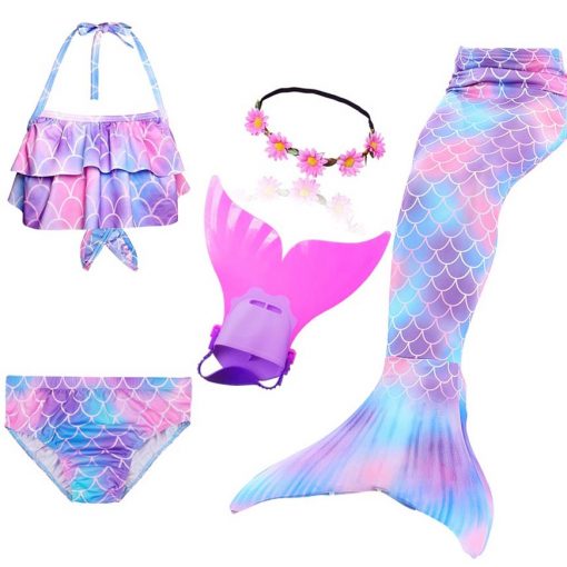 Kids Mermaid Tail Swimsuit Fancy Girls Mermaid Tail can Add with Monofin Flippers  Halloween Costume Cosplay Christmas Gift 6