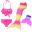 Girls 4 Colors Swimmable Mermaid Tail with Monofin Mermaid Swimsuit Bikini Fin Kids Swimming Children Mermaid Tails Costume 14