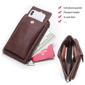 Contact's Genuine Leather Waist Packs Zipper Belt Bag for Man Phone Pouch Bags Vintage Travel Waist Bags Men with Passport Cover 2