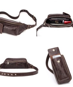 Contact's Crossbody Chest Sling Bag for Men Genuine Leather Shoulder Bag Casual Travel Waist Bags Large Capacity Free Engraving 2