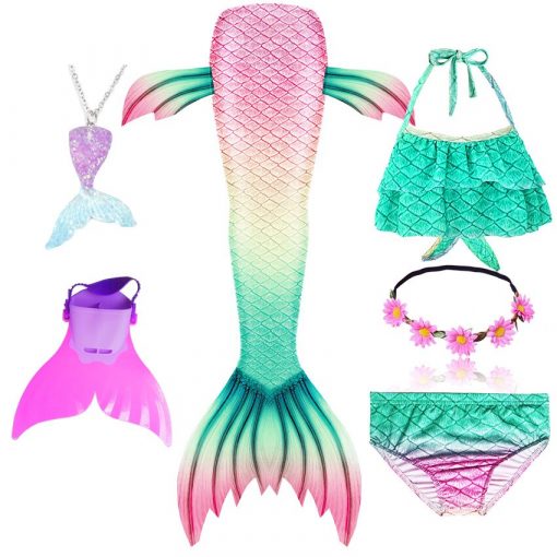 Girls Swimming Mermaid Tails for Swimming Costume Kids Children Little Mermaid Swimsuit Swimwear Can Add MonoFin Cosplay 3