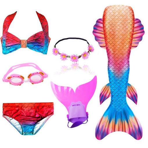 NEW Arrival Mermaid tails with Monofin Fins Flipper mermaid Swimsuits swimming tail for Kids Girls Christmas Halloween Costumes 4