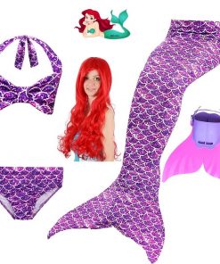 Beautiful Children Mermaid Tails with Monofin Kids Girls Mermaid Tail Costumes for Swimming Swimsuit Flipper Fin Wig for Girls 9