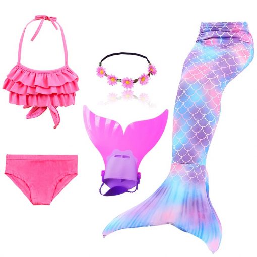 Beautiful Kids Children Mermaid Tail can Add with Monofin Girl Bathing suit Swimming Mermaid Swimsuit Cosplay Costume 3