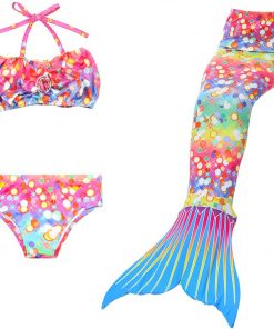 3pcs/Set Princess Swimmable Child Mermaid Tails Children Mermaid Tail for Girl Kids with Bikini Swimsuit Costume Cosplay 7