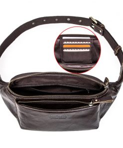 Contact's Genuine Leather Waist Packs For Men Travel Fanny Belt Pack Vintage Male Waist Bag Small Shoulder Bags for Phone Pouch 2