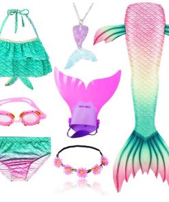 NEW Arrival Mermaid tails with Monofin Fins Flipper mermaid Swimsuits swimming tail for Kids Girls Christmas Halloween Costumes 10