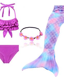 Beautiful Kids Children Mermaid Tail can Add with Monofin Girl Bathing suit Swimming Mermaid Swimsuit Cosplay Costume 31