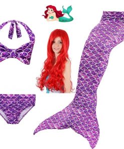 Beautiful Children Mermaid Tails with Monofin Kids Girls Mermaid Tail Costumes for Swimming Swimsuit Flipper Fin Wig for Girls 28