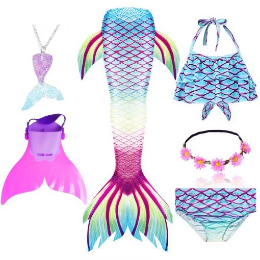 Girls Swimming Mermaid Tails for Swimming Costume Kids Children Little Mermaid Swimsuit Swimwear Can Add MonoFin Cosplay 2