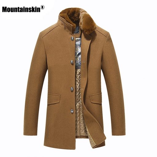 Mountainskin 2020 Winter Men's Wool Jacket Stand Collar Thick Mens Wool Jacket Casual Windproof Cold Protection Coat Male SA953 1