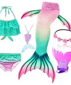 Kids Mermaid Tail Swimsuit Fancy Girls Mermaid Tail can Add with Monofin Flippers  Halloween Costume Cosplay Christmas Gift 10