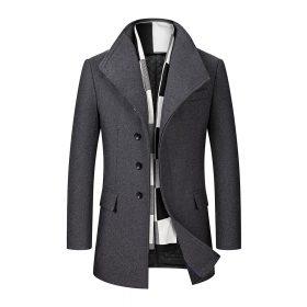 BOLUBAO Wool Blend Coat Men Quality Brand Men's Casual Wild Wool Overcoat Male Trend Solid Color Wool Coat （Send Scarf） 6
