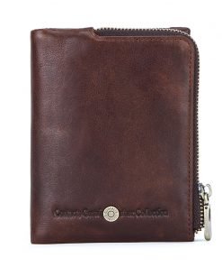 CONTACT'S New Small Wallet Men Crazy Horse Wallets Coin Purse Quality Short Male Money Bag Rifd Cow Leather Card Wallet Cartera 8