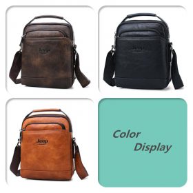 JEEP BULUO  Brand Men Leather Shoulder Bag 2 piece set Handbags Business Casual Messenger Bag Crossbody Male Tote Bags For iPad 3