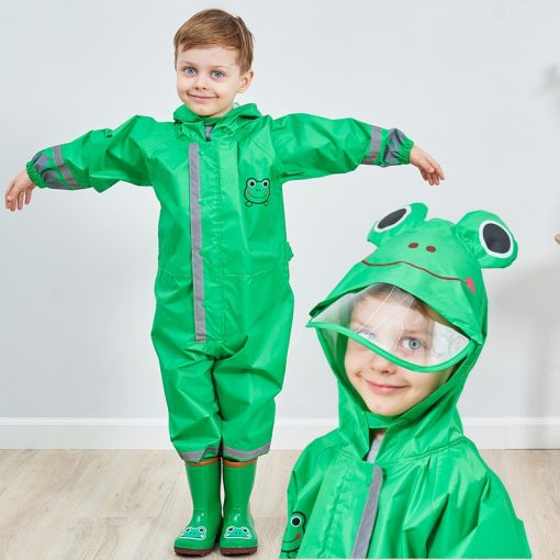 VILEAD Cute Animal Baby Jumpsuits Rain Coat Waterproof Polyester Raincoat Children Windproof Poncho for Kindergarten Student 6