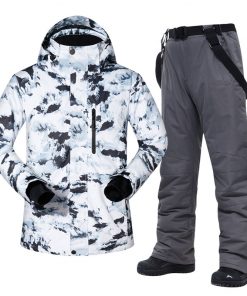 Large Size Men's Ski Suit -30 Temperature Waterproof Warm Winter Mountaineering Snow Snowboard Jackets and Pants Set 8