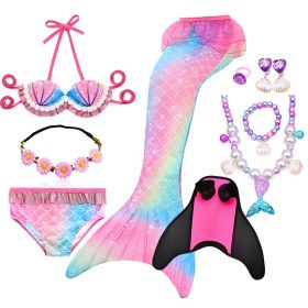 Kids Mermaid Swimsuit Bikini Girls Mermaid Tail with Finned Swimsuit Child's Wear Split Swimsuit Mermaid Tail Clothing Swimwear 5