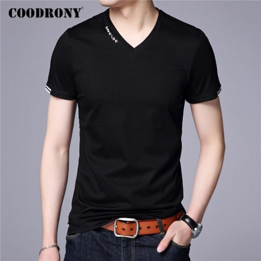 COODRONY Brand T Shirt Men Classic Casual V-Neck T-Shirt Streetwear Mens Clothing 2020 Summer Soft Cotton Tee Shirt Homme C5076S 3