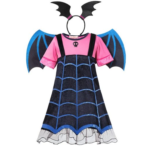 MUABABY Girls Vampire Fancy Dress Up Costumes Clothes Short Sleeve Carnival Halloween Vampire Party Gown Children Frocks 1