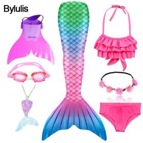 Bylulis Children Mermaid Swimming Suit Kids Mermaid Tails Swimmable Swimsuit Mermaid Cosplay Costumes Clothes Swimwear Bikini 1