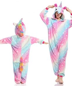 Kigurumi Unicorn Pajama Adult Animal Panda Onesie Boys Girls Women Men  Couple Winter Pajama Suit Sleepwear Flannel Pijama 21
