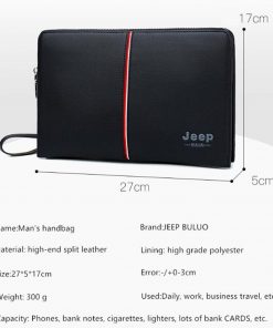 JEEP BULUO Brand Luxury Men's Handbag Clutches Bags For Phone High Quality Spilt Leather Wallet Large Capacity Male bag 2