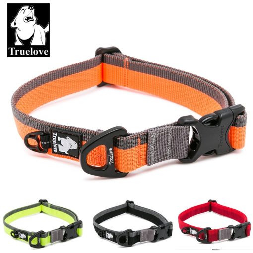 Truelove Dog Collar Nylon for Small medium and Big Dogs Neck Belt Training Walking Light Breathable Running Orange Black TLC5171 1