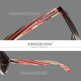 Genuine KINGSEVEN New Fashion Trend Design Women Sunglasses Men Gradient Multi Color Natural Wood Mirror Lens Sun Glasses Oculos 3