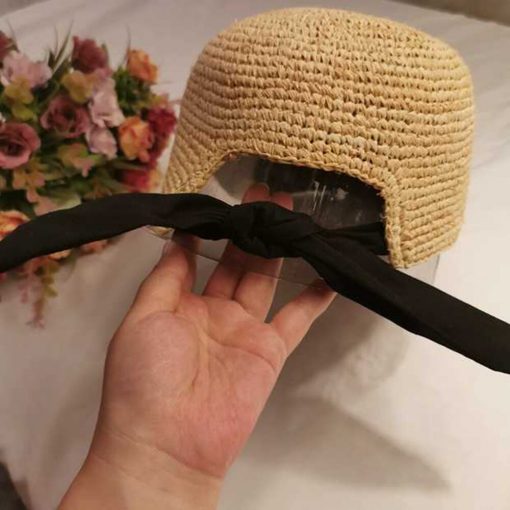 2019 New Women Baseball Caps Handmade Knitting Crochet Peaked Cap Female Equestrian Hat Summer Sun Hat Adjustable Breathable 3