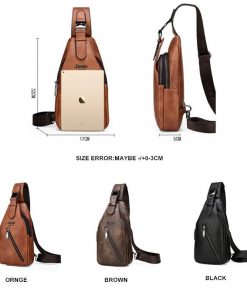 JEEP BULUO Travel Hiking Cross Body Messenger bags Men's Large Capacity Chest Sling Bag Solid Men Split Leather Bag New 2