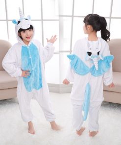 Kigurumi Unicorn Pajamas Children's Pajamas for Boys Girls Flannel Kids Stich Pijamas Set Animal Sleepwear Winter Onesies 4-12 21