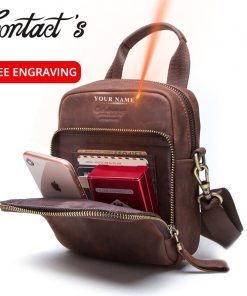 Contact's Genuine Leather Men Waist Fanny Packs Small Messenger Bags with Phone Pouch Men's Belt Bags Blosa Brand Designer 1