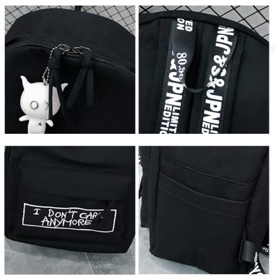 Canvas Backpack Harajuku Style Women Backpack Doll Pendant Shoulder Bag High Quality Girl School Backpack Mochila Bagpack 5
