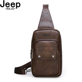 JEEP BULUO Brand Men Leather Crossbody Sling Bags For Young Man Teenagers Students Man's Bag Fashion New Causual Cool Bags 6