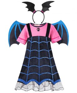 MUABABY Girls Vampire Fancy Dress Up Costumes Clothes Short Sleeve Carnival Halloween Vampire Party Gown Children Frocks 12
