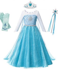 Anna Elsa 2 Girls Princess Dress Kids Clothes Girls Children Clothes Halloween Christmas Cosplay Holiday Party Dress Vestidos 9