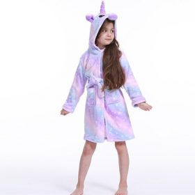 New Winter Big Boys Girls Bath Robe Children Unicorn Hooded Flannel Pajamas Lengthen Bathrobes for Teenage Boy Cartoon Pajamas 3