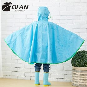 QIAN RAINPROOF Kids Rain Coat Flowering In Rain Children Rainwear PU Coating Rainsuit Transparent Big Brim Cloak Raincoat 4