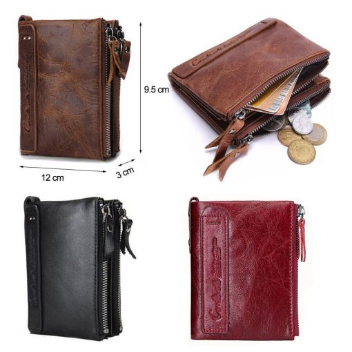 CONTACT'S HOT Genuine Crazy Horse Cowhide Leather Men Wallet Short Coin Purse Small Vintage Wallets Brand High Quality Designer 6