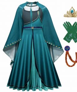 Disney Frozen 2 Costume for Girls Queen Anna Dress Floor Length Long Sleeve Kids Cosplay Princess Anna Maxi Dress Carnival Gowns 11