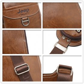 JEEP BULUO BRAND New Men Messenger Bags Hot Crossbody Bag Famous Man's Leather Sling Chest Bag Fashion Casual 6196 5