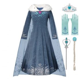 3-10 Years Cosplay Princess Dress Anna Elsa 2 Carnival Costume Girls Children Party Clothing Kids Fancy Elza 2 dress 1
