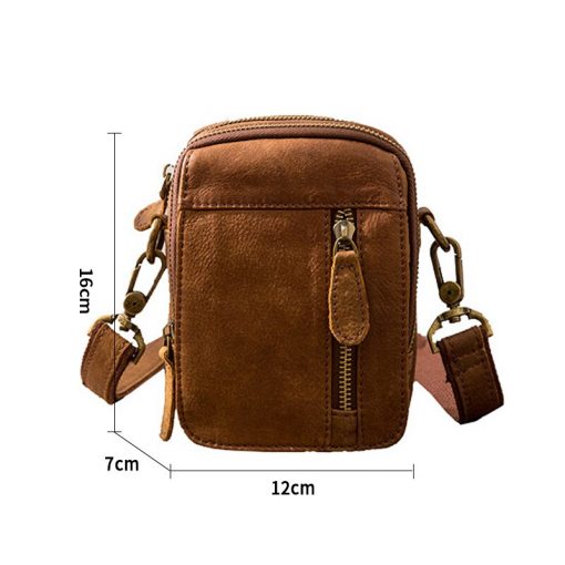 Genuine Leather Man Bag Small Travel Shoulder Male Crossbody Messenger Designer Mini Handbags High Quality Casual Zip Soft Bags 3