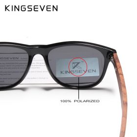 KINGSEVEN New Black Walnut Sunglasses Wood Polarized Men Sun Glasses Men UV400 Protection Eyewear Wooden Original Accessorie 4