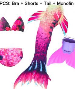 New Girls Mermaid Tail for Swimming Costume with Monofin Fin Kids Zeemeerminstaart Cola De Sirena Cauda De Sereia Cosplay 27