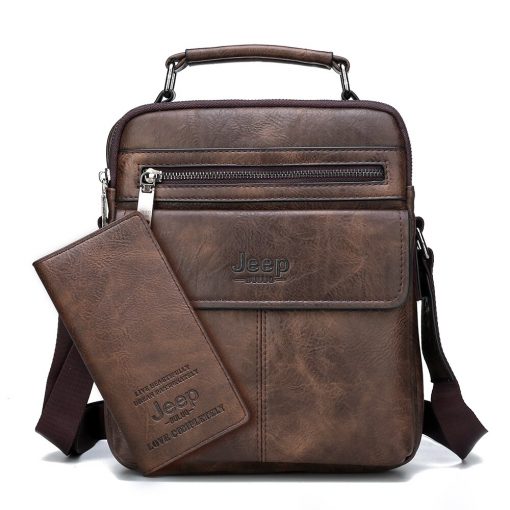 JEEP BULUO Brand Men's Crossbody Shoulder Bags High quality Tote Fashion Business Man Messenger Bag Big Size Split Leather Bags 6